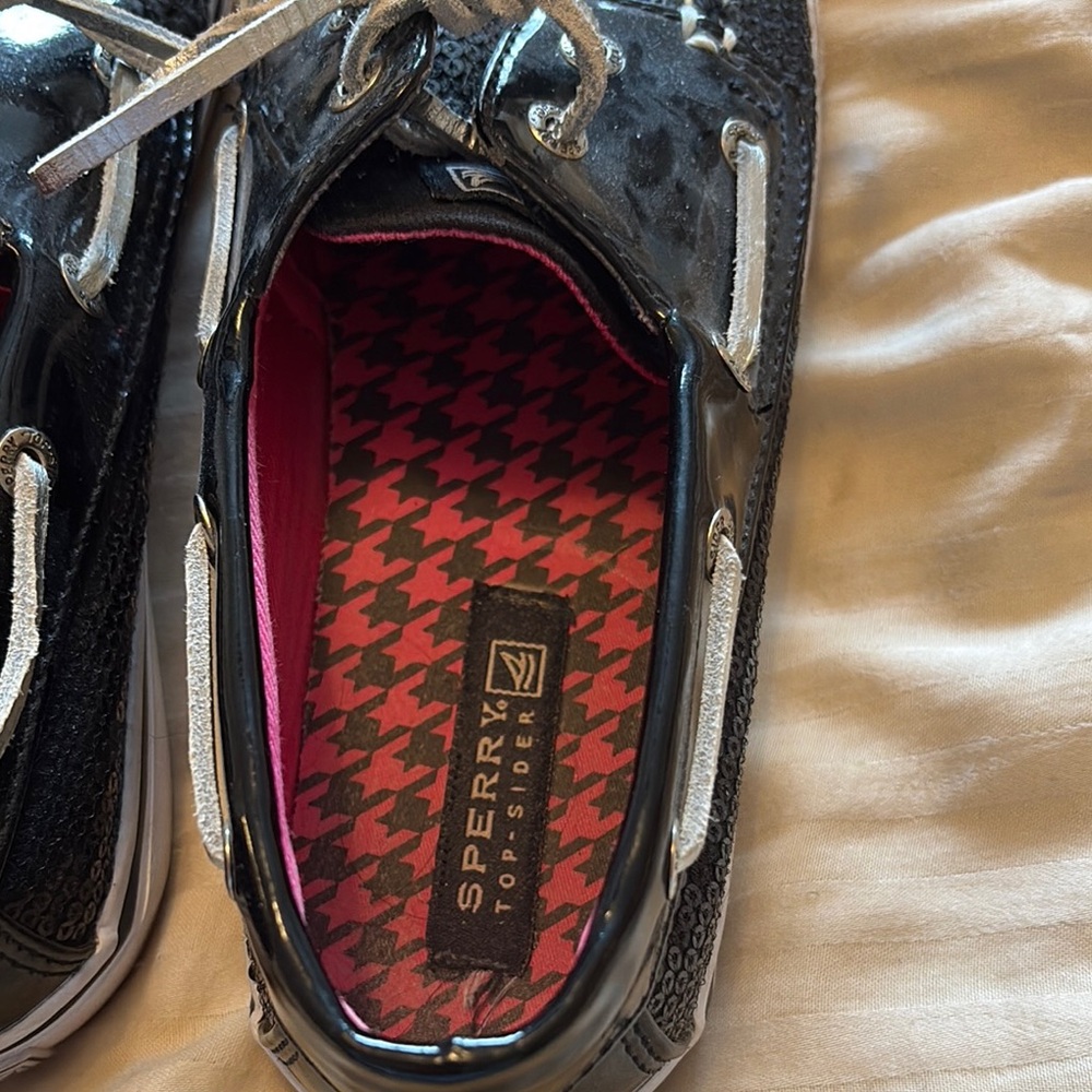 Sperry Black Sequin Boat Shoes - Picture 2 of 3